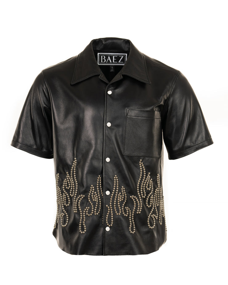 Fuoco leather with bubbles shirt