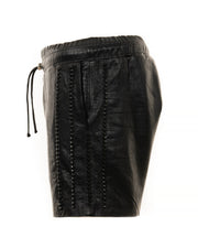 Embossed leather shorts with spikes