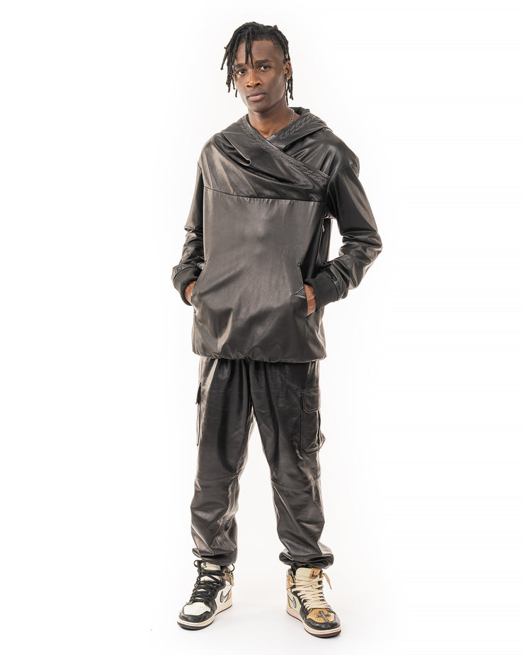 Chain Link Leather Hoodie