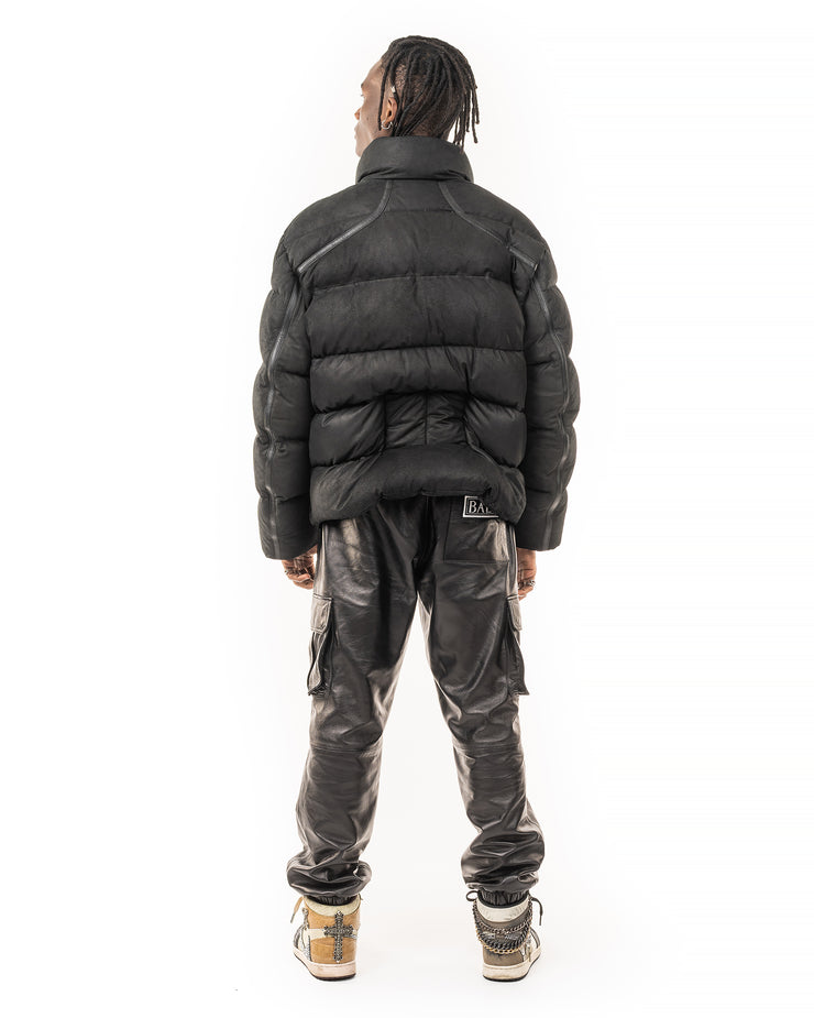 Overized Puffer Leather Jacket