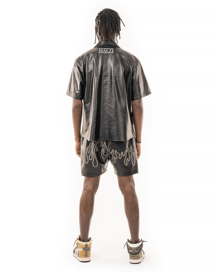 Fuoco leather with bubbles shorts