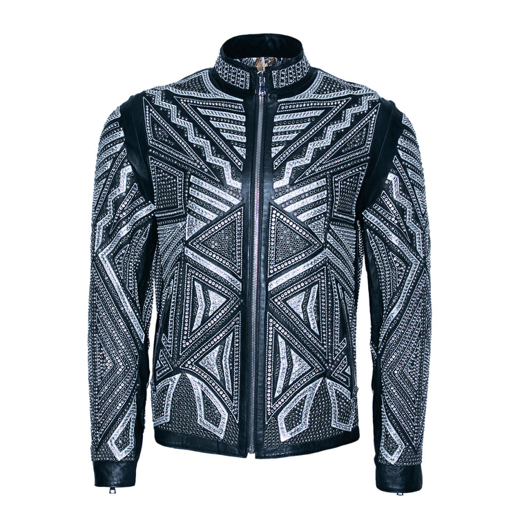 Leather jacket with Swarovski crystals